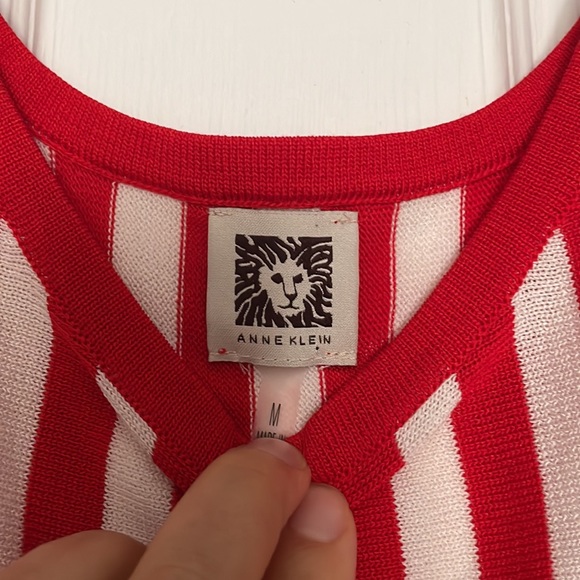 Anne Klein Red & White Knit Tank - Picture 2 of 3